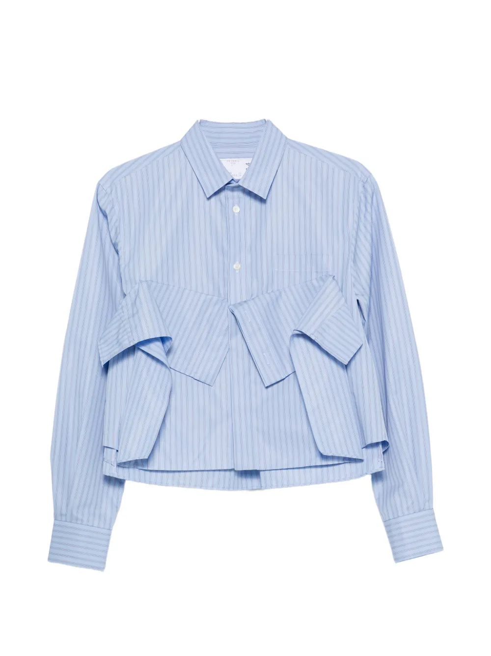 Sacai Striped Ruffled Shirt In Blue