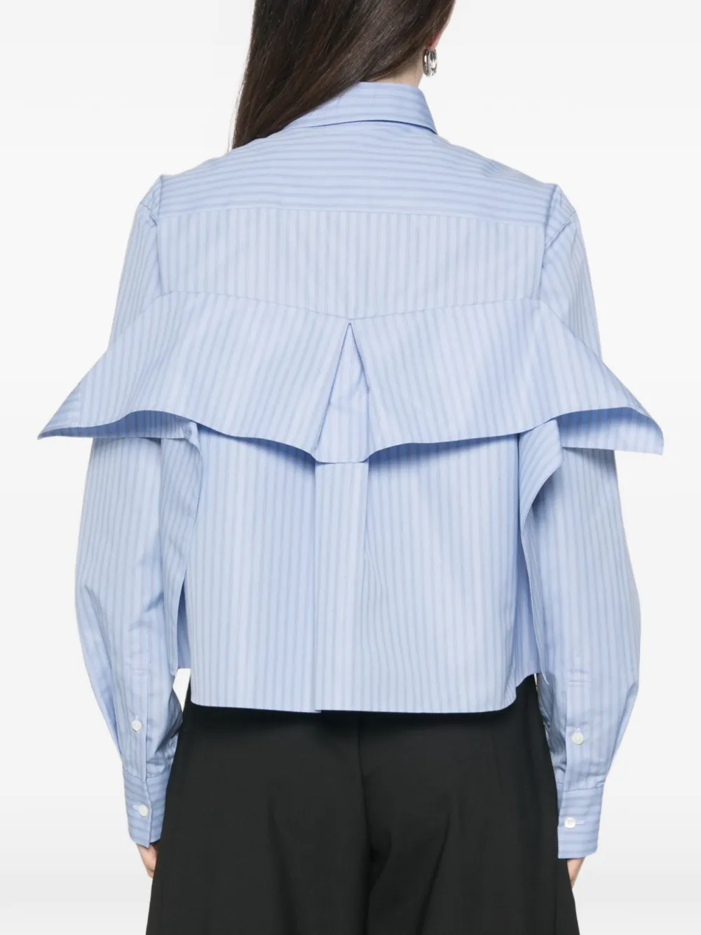 sacai Gestreept shirt met ruches Blauw