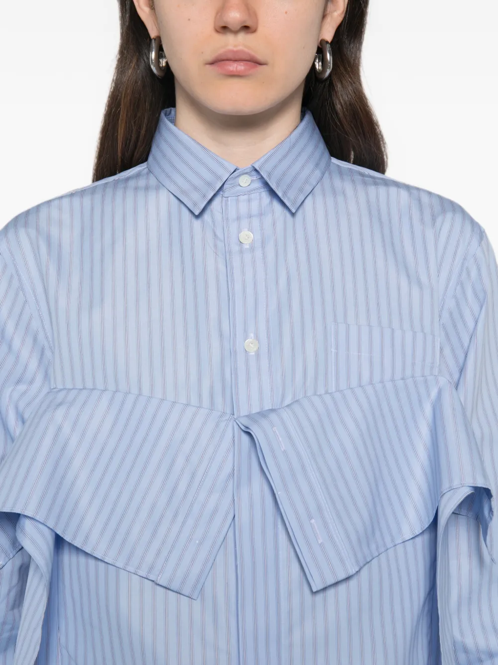 sacai Gestreept shirt met ruches Blauw