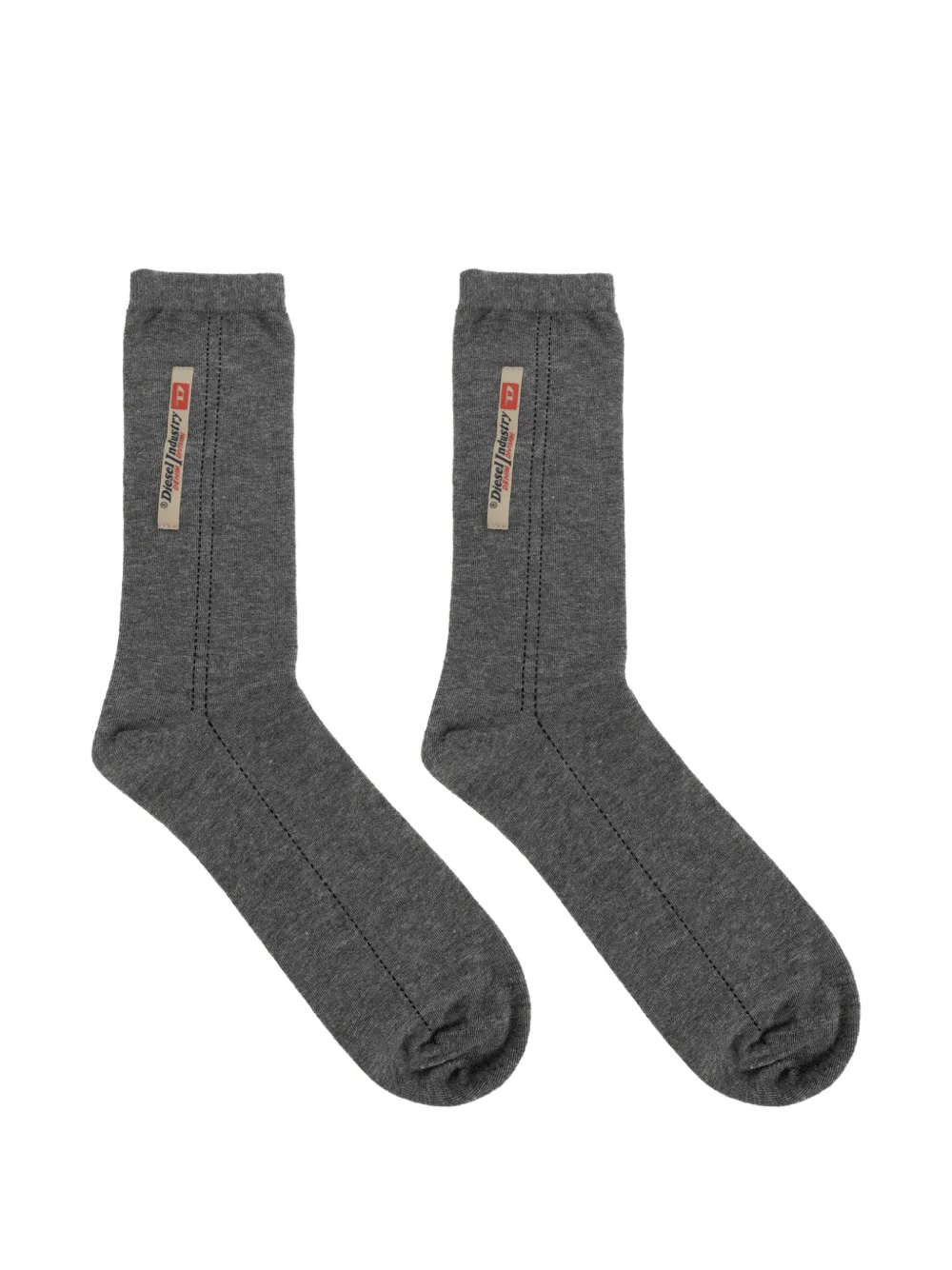Diesel cotton socks with logo label - Grigio