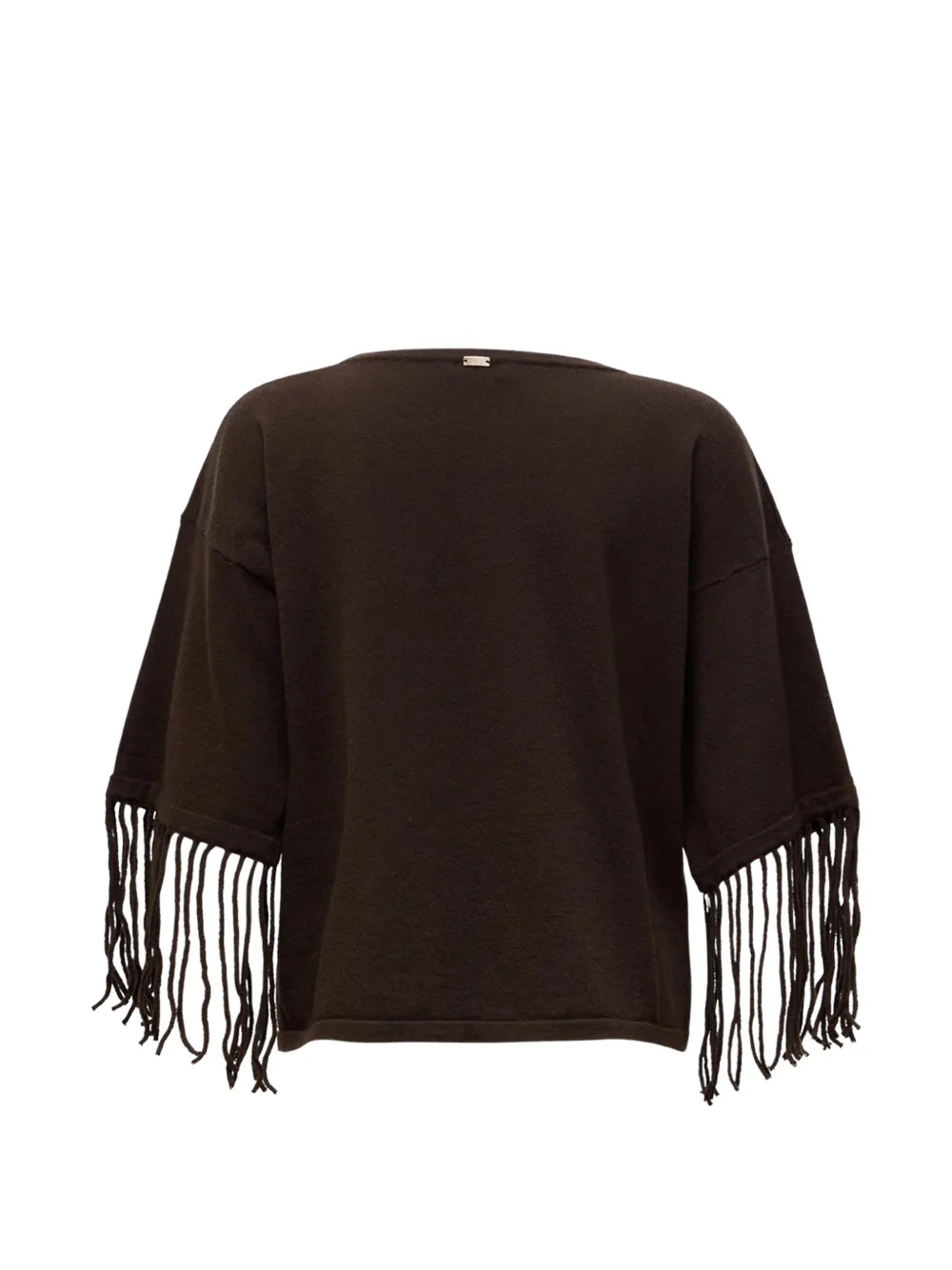 Herno fringe-trim crew-neck jumper Bruin