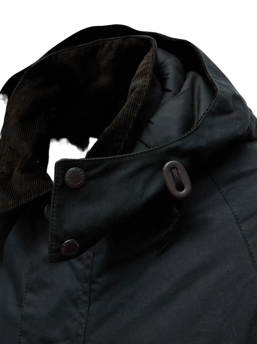 Barbour Jack met ribfluwelen kraag en capuchon Groen