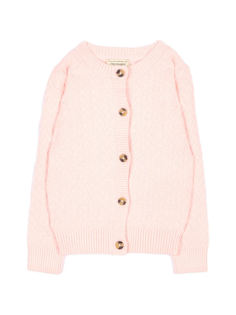 TRUSSARDI JUNIOR cable-knit button-up cardigan - Rosa