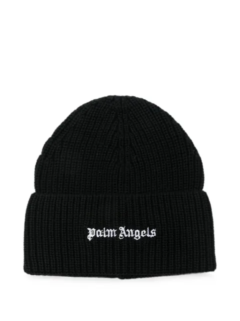Palm Angels logo-embroidered beanie hat