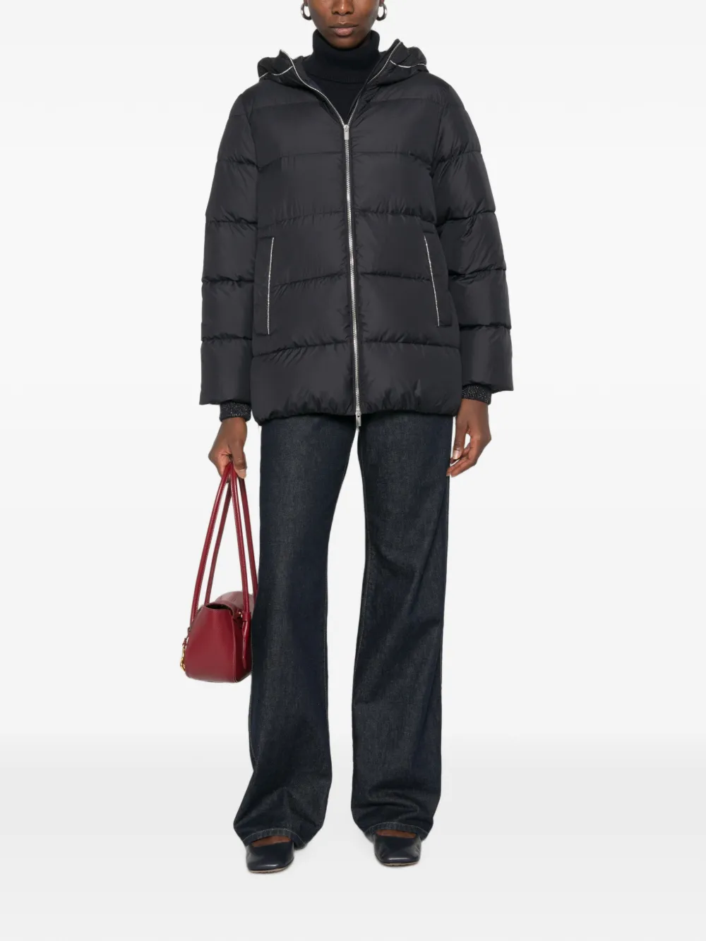 Peserico hooded padded jacket Blauw