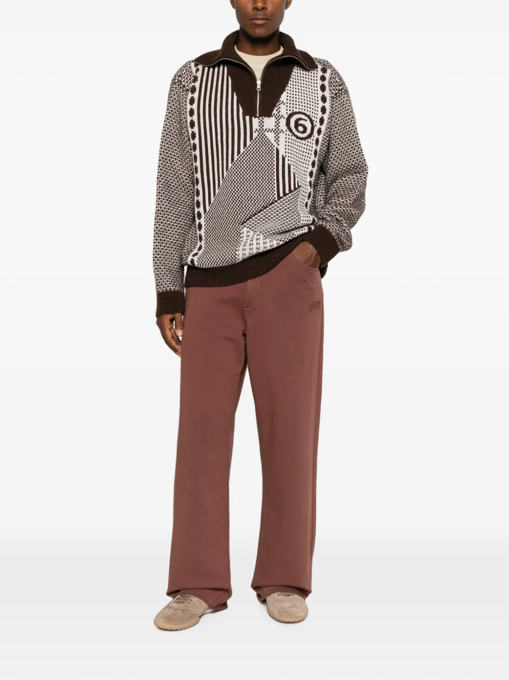 MM6 Maison Margiela Broek met geborduurd logo Bruin