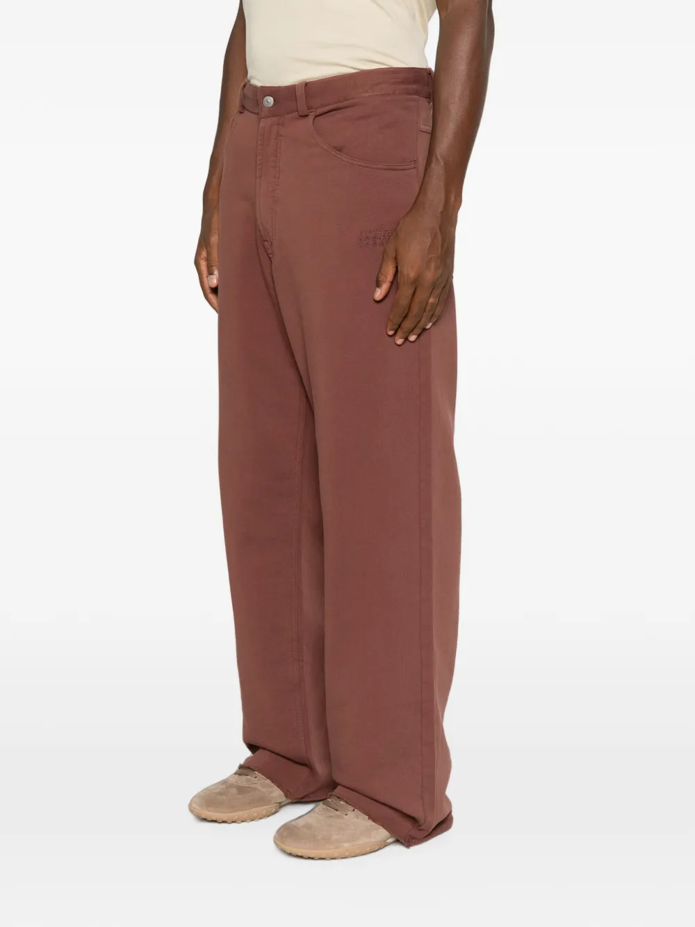 MM6 Maison Margiela Broek met geborduurd logo Bruin