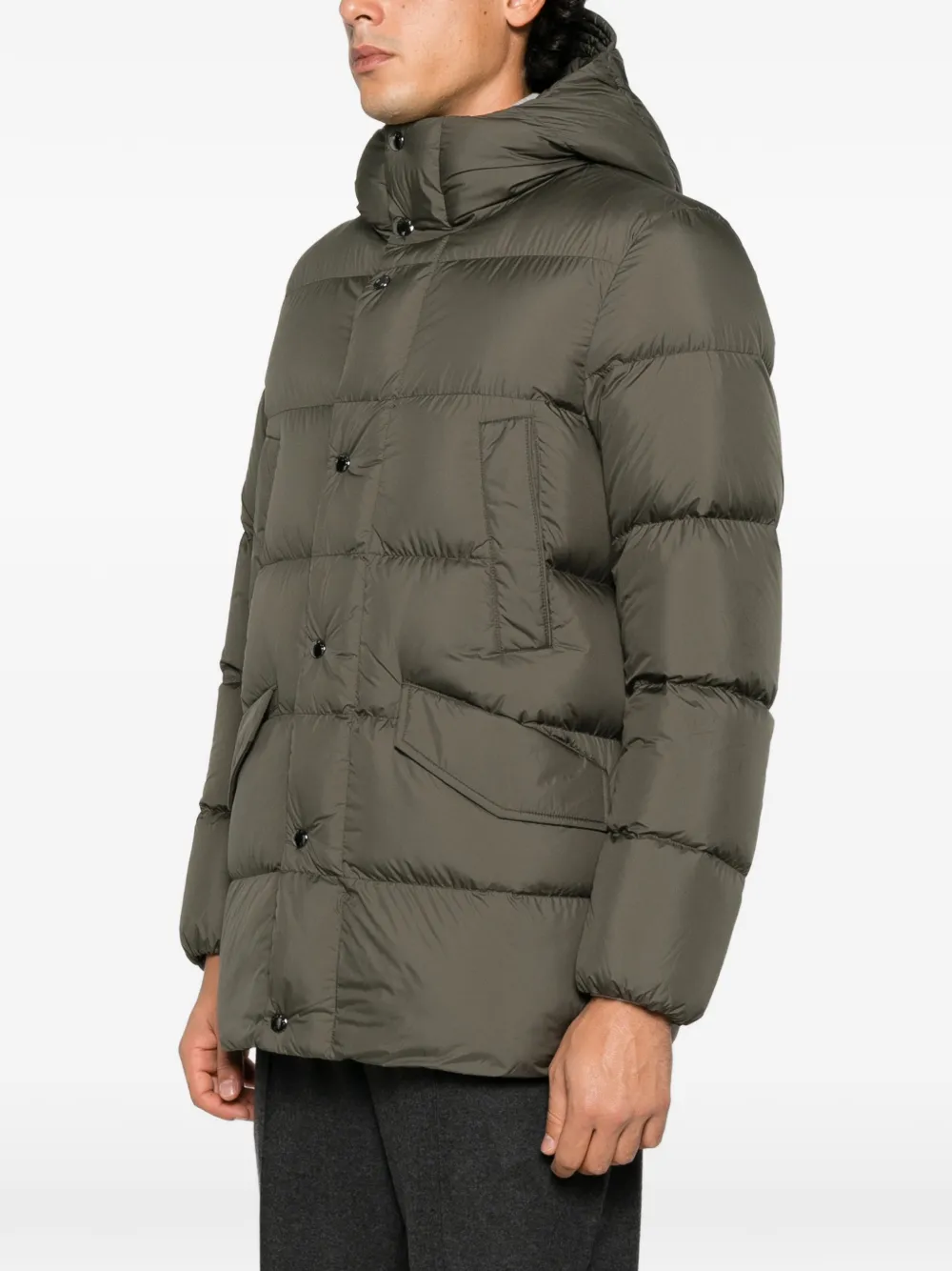 Woolrich Cloud quilted hooded coat Groen