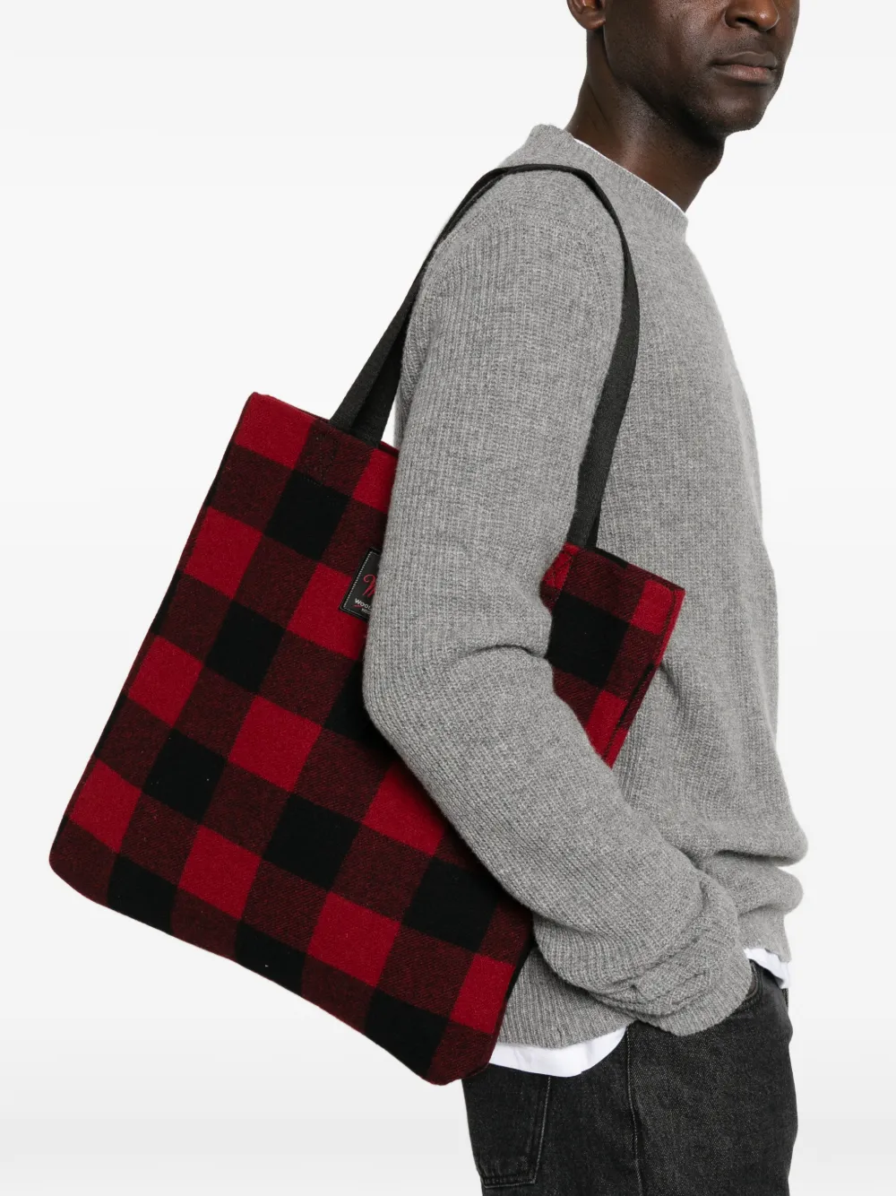 Woolrich Geruite shopper Rood