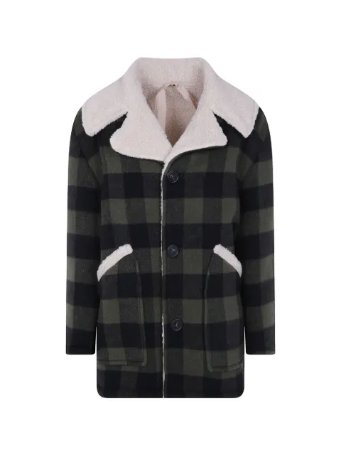 Nº21 check-pattern fleece-trim jacket