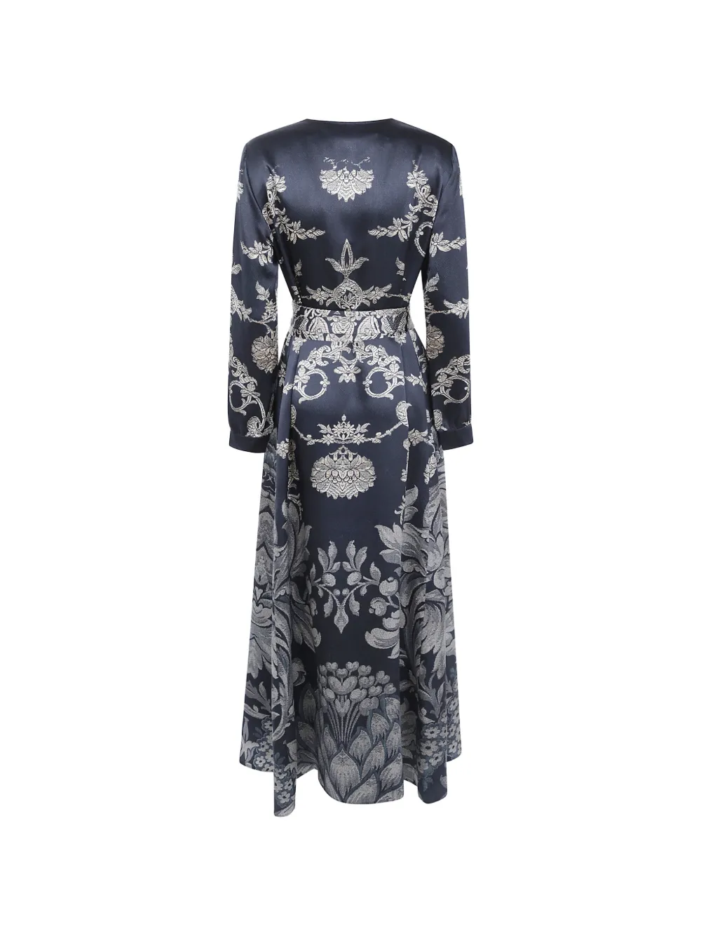 Pierre-Louis Mascia Zijde-satijenen midi-jurk met bloemenprint Zwart