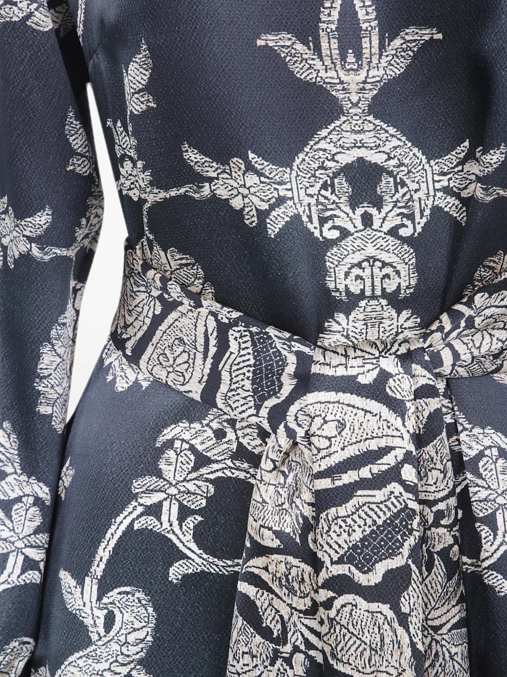 Pierre-Louis Mascia Zijde-satijenen midi-jurk met bloemenprint Zwart