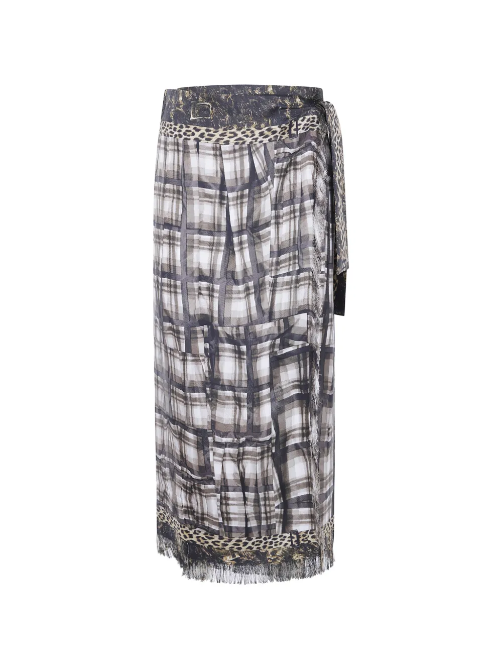 Pierre-Louis Mascia check-pattern fringed midi skirt - Nero