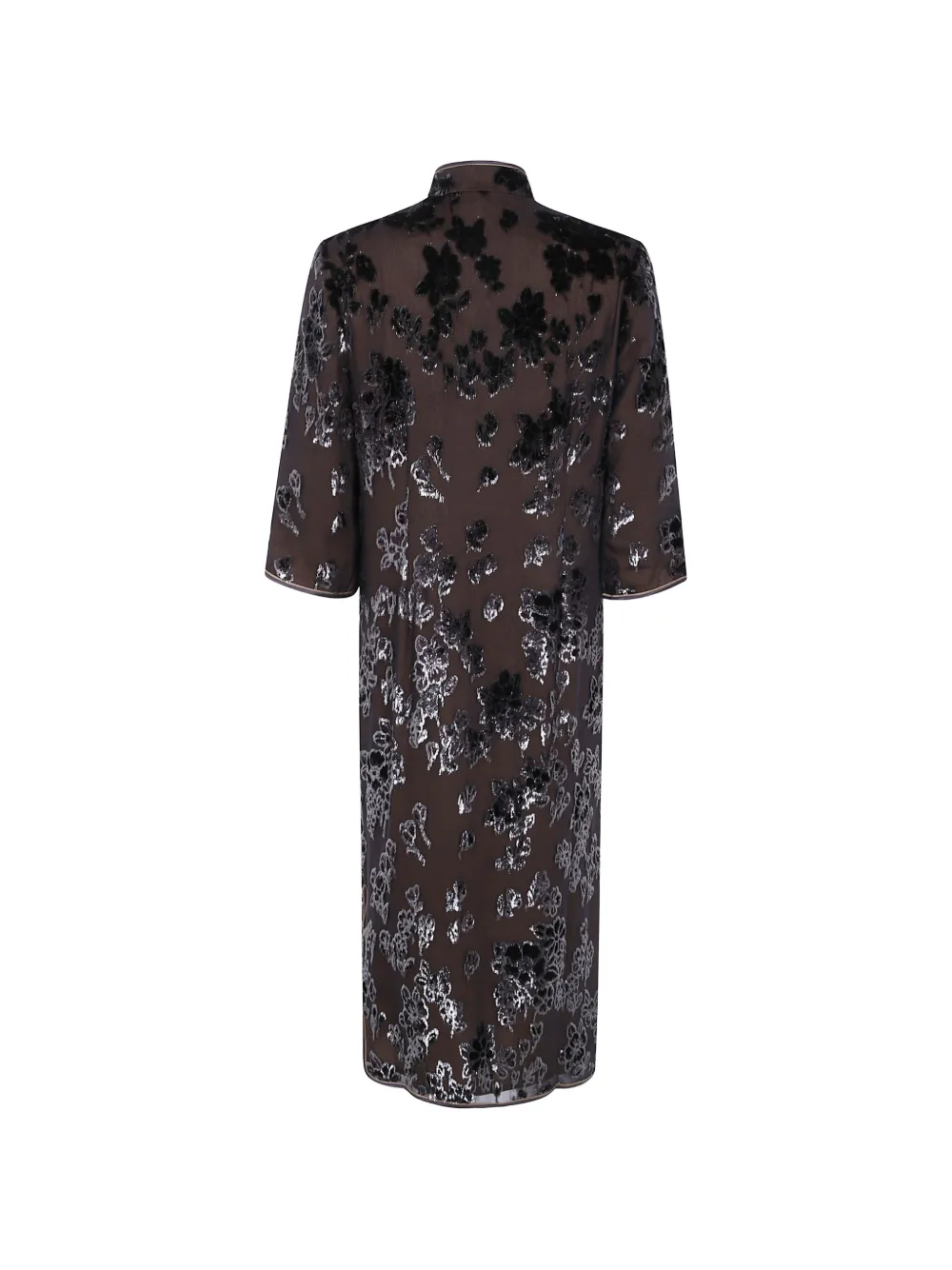 Pierre-Louis Mascia midi-jurk van zijdeblend met bloemen-devoré Zwart