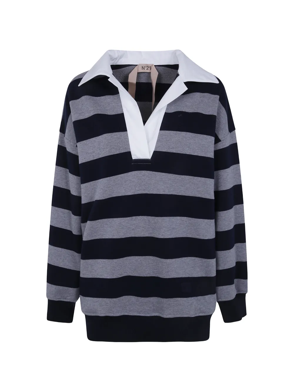 Nº21 striped cotton hoodie - Grigio