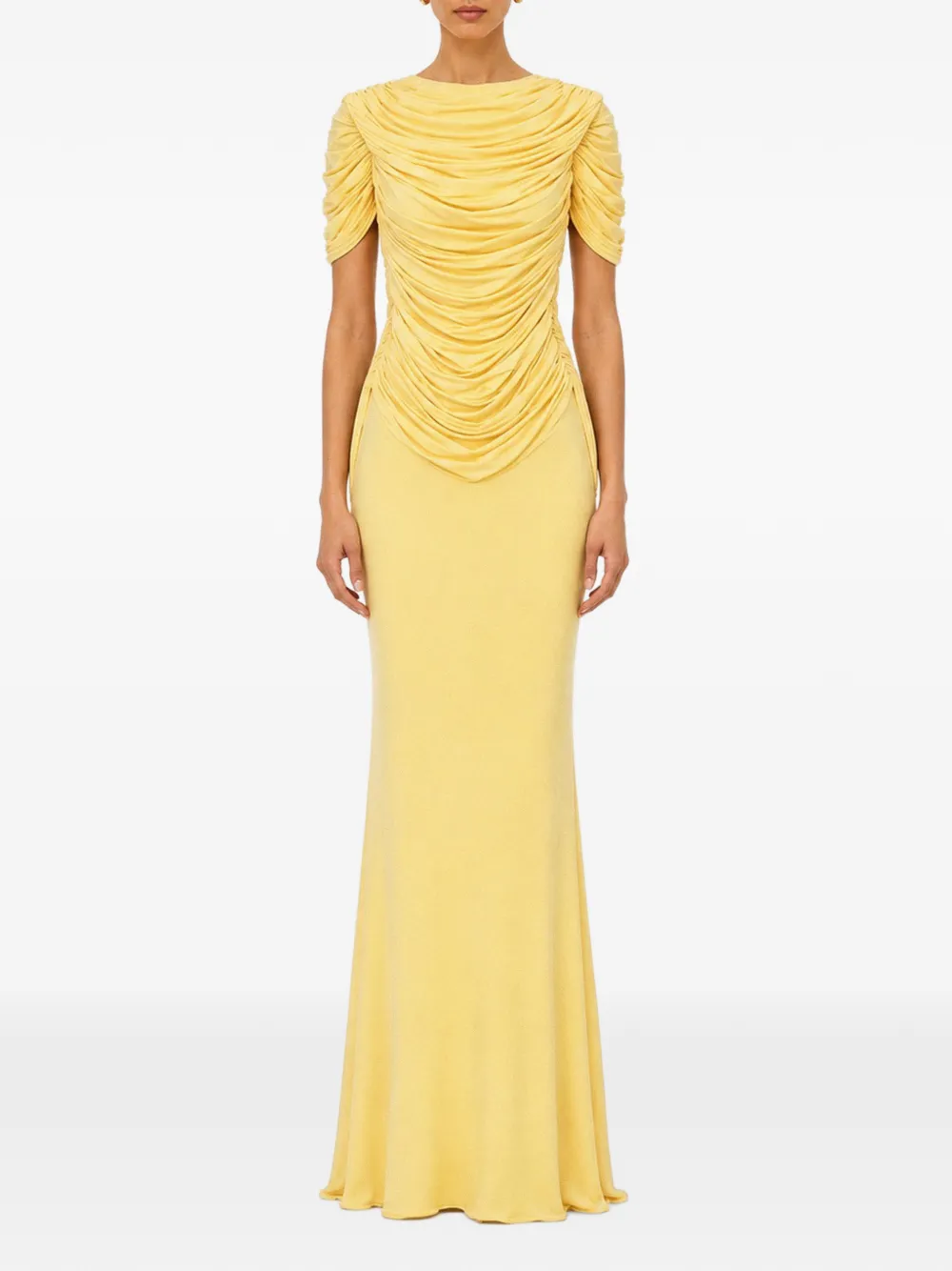 V:PM ATELIER Canary gedrapeerde maxi-dress met ruches Geel