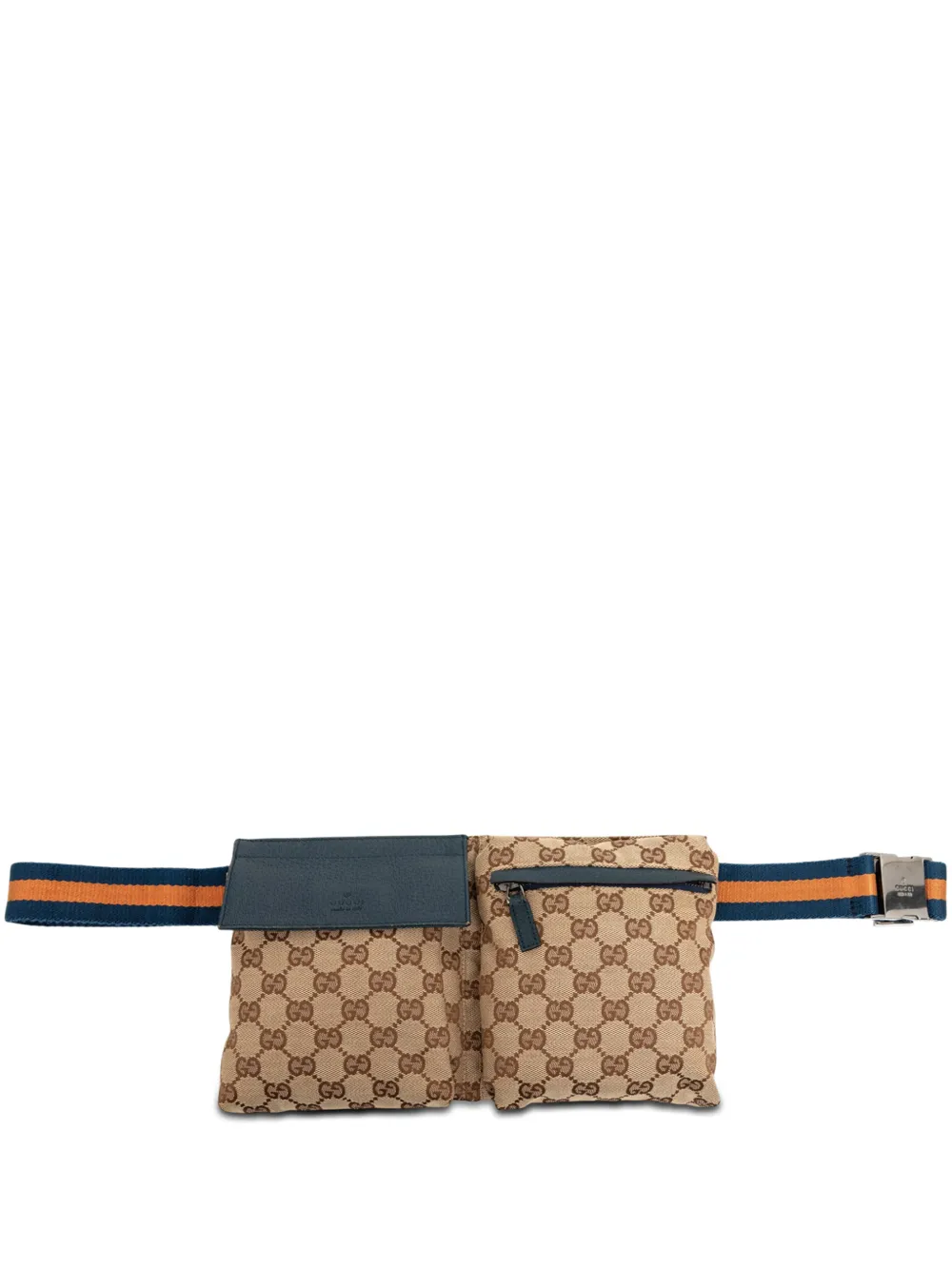 Gucci Pre-Owned 2000-2015 GG Canvas Web Double Pocket belt bag - Toni neutri