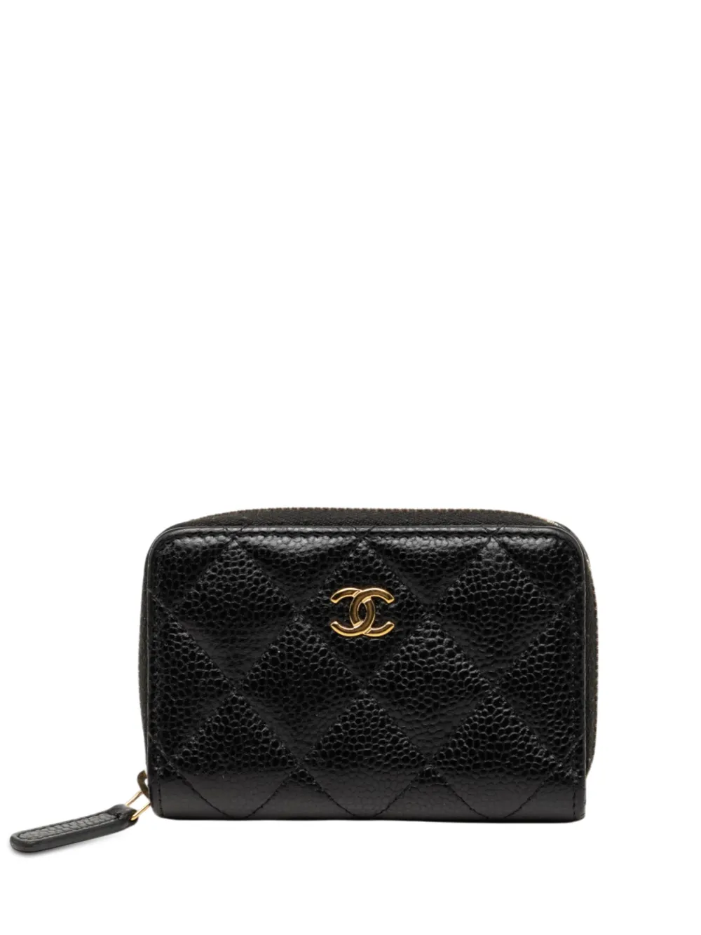CHANEL Pre-Owned 2021-2026 CC Quilted Caviar Zip Purse coin pouch - Black