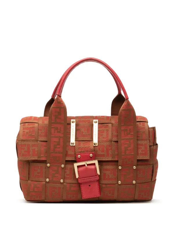 Fendi Pre-owned 2000-2010 Zucca Canvas Crossword Handbag in Brown