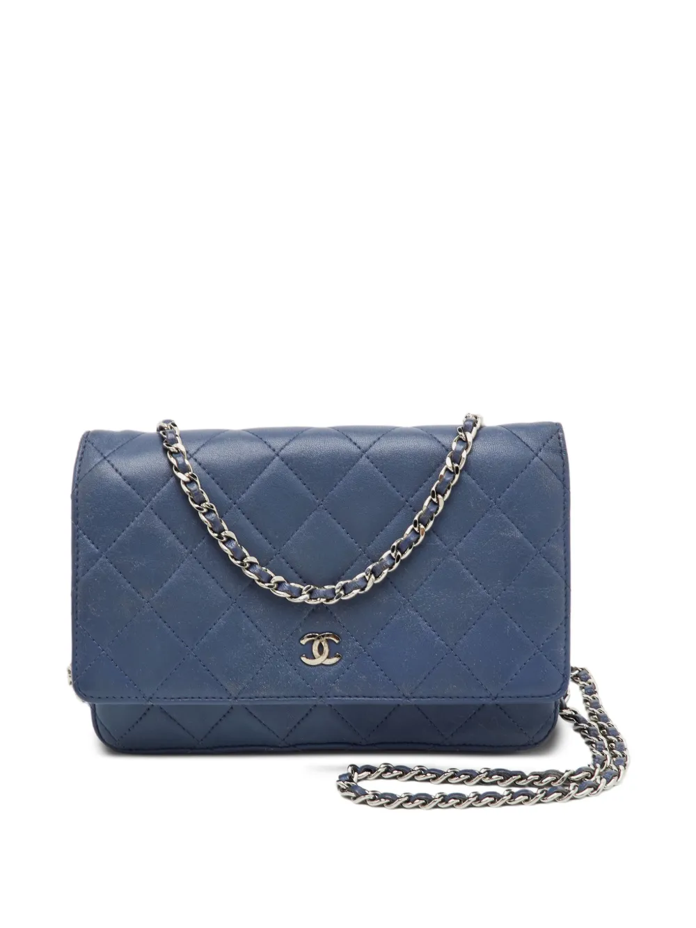 CHANEL Pre-Owned 2011 quilted Classic wallet on chain - Blue