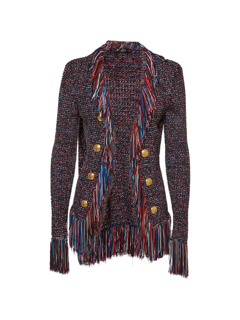 Balmain Pre-Owned button-embellished fringed jacket - Rot