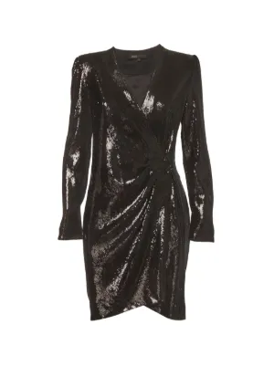 maje leather wrap dress Striped Metallic Mini | Silver Mini dress