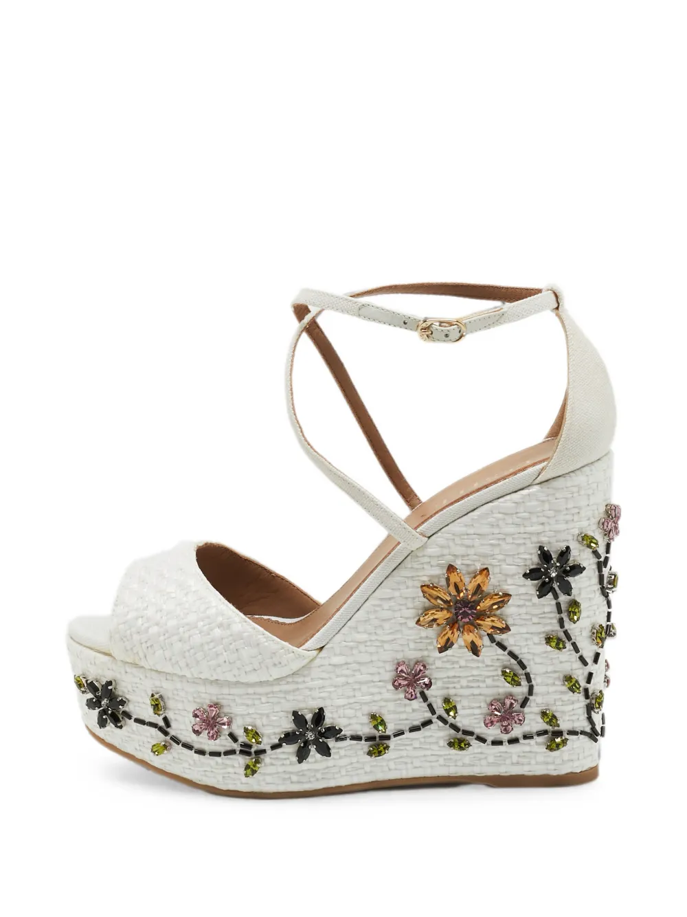 Le Silla crystal-embellished wedge sandals - Bianco