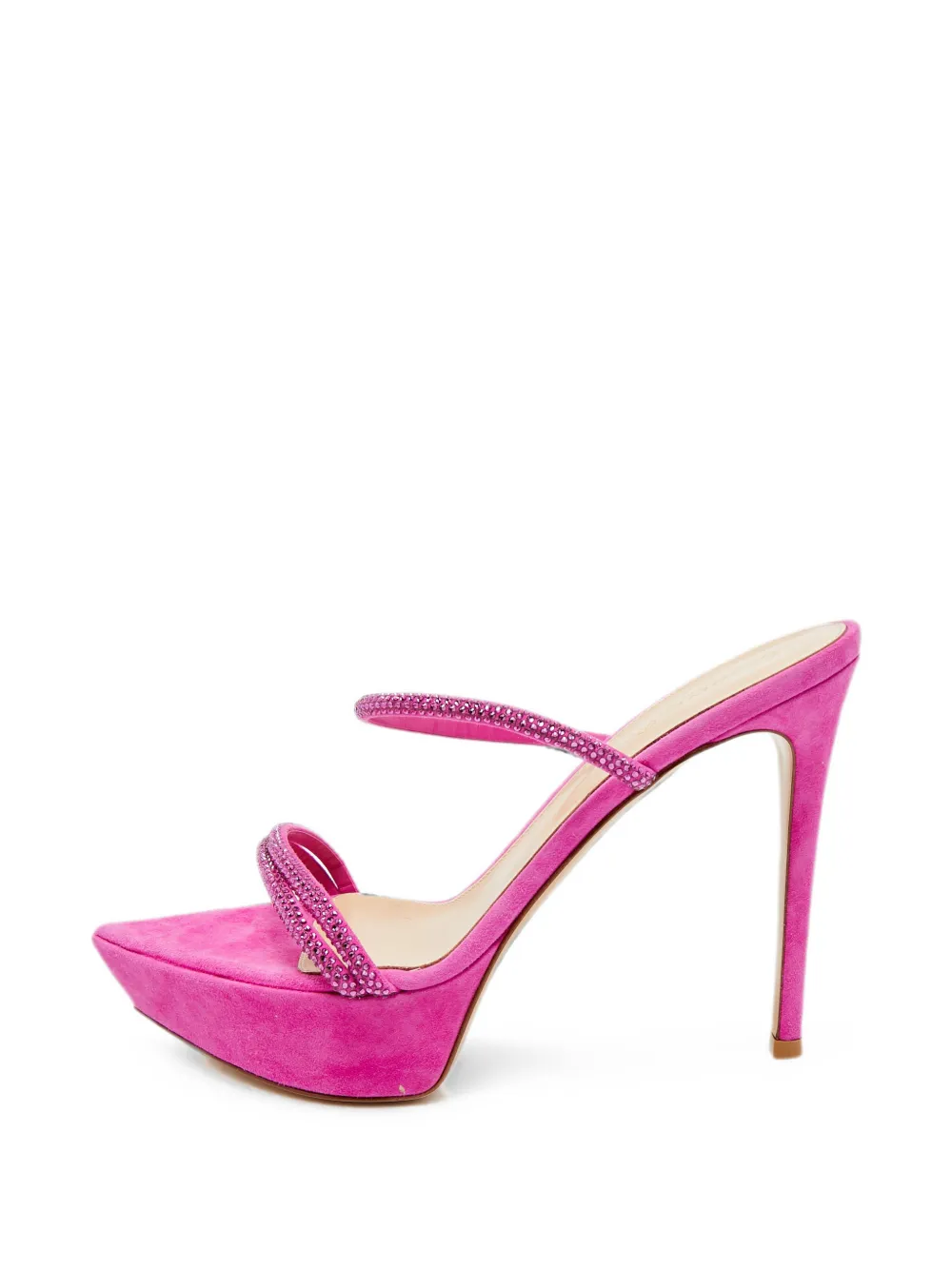 Gianvito Rossi Cannes crystal-embellished platform sandals - Rosa