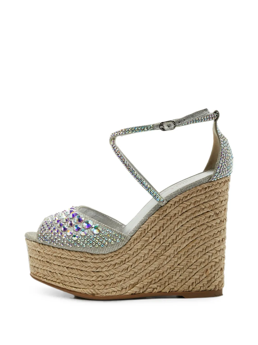 Le Silla crystal-embellished espadrille wedge sandals - Argento