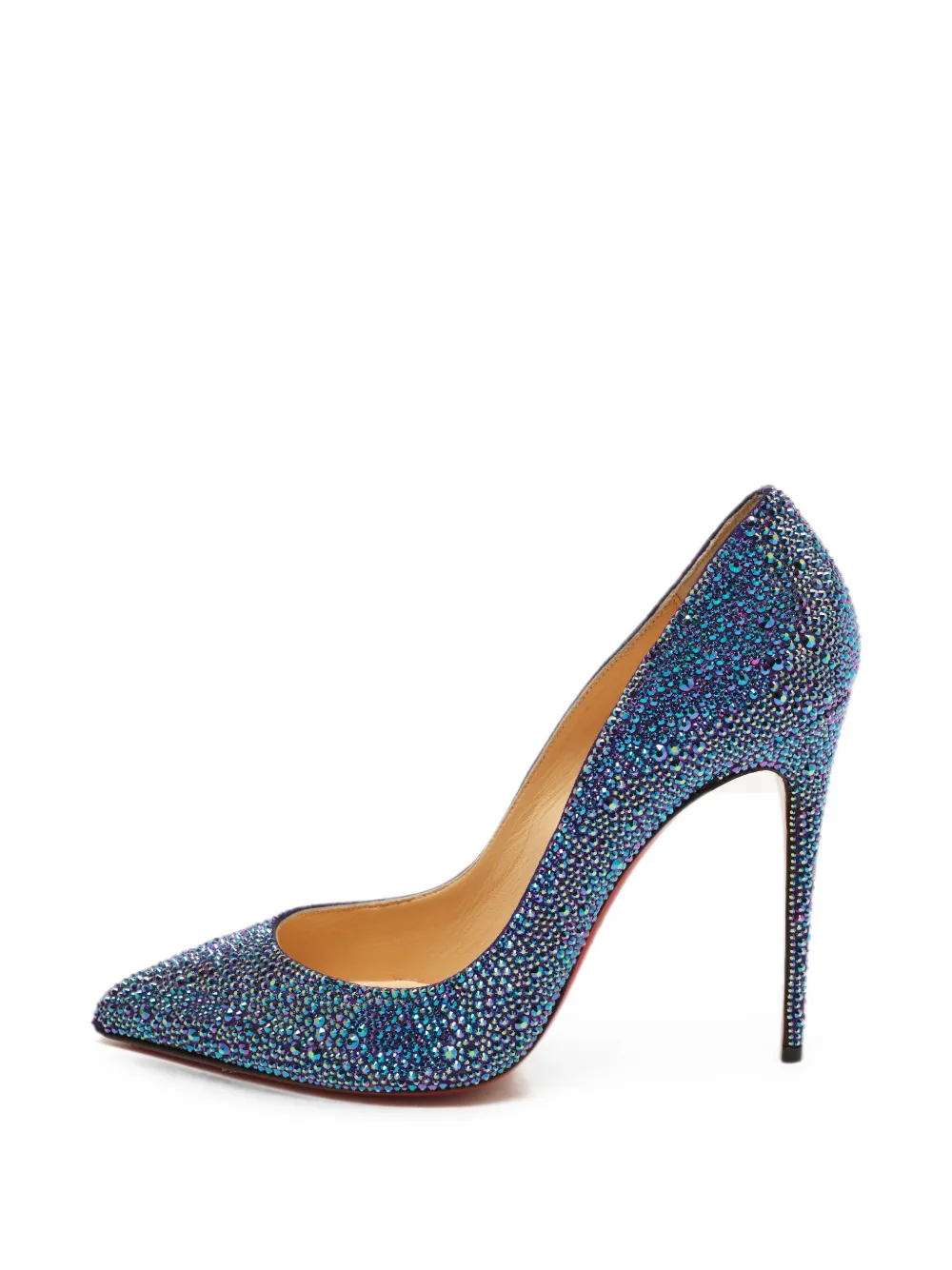 Pre-owned Christian Louboutin Pigalle Crystal-embellished Pumps In Blue