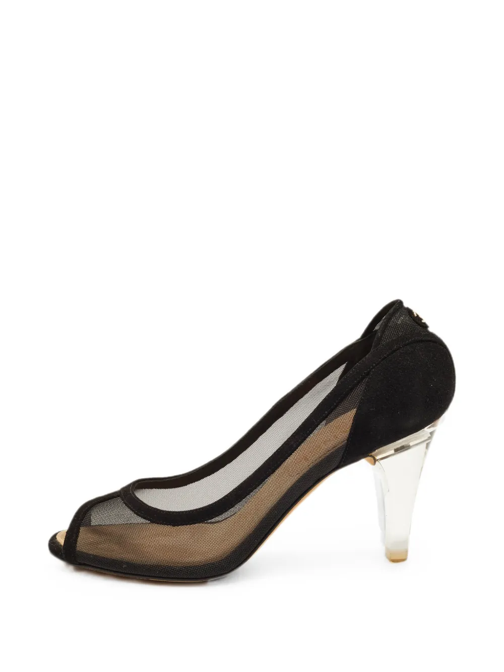 CHANEL Pre-Owned CC mesh peep-toe heeled pumps - Black
