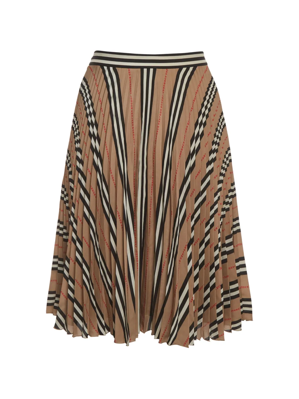 Pre-owned Burberry Printed Plissé Midi Skirt In Neutrals