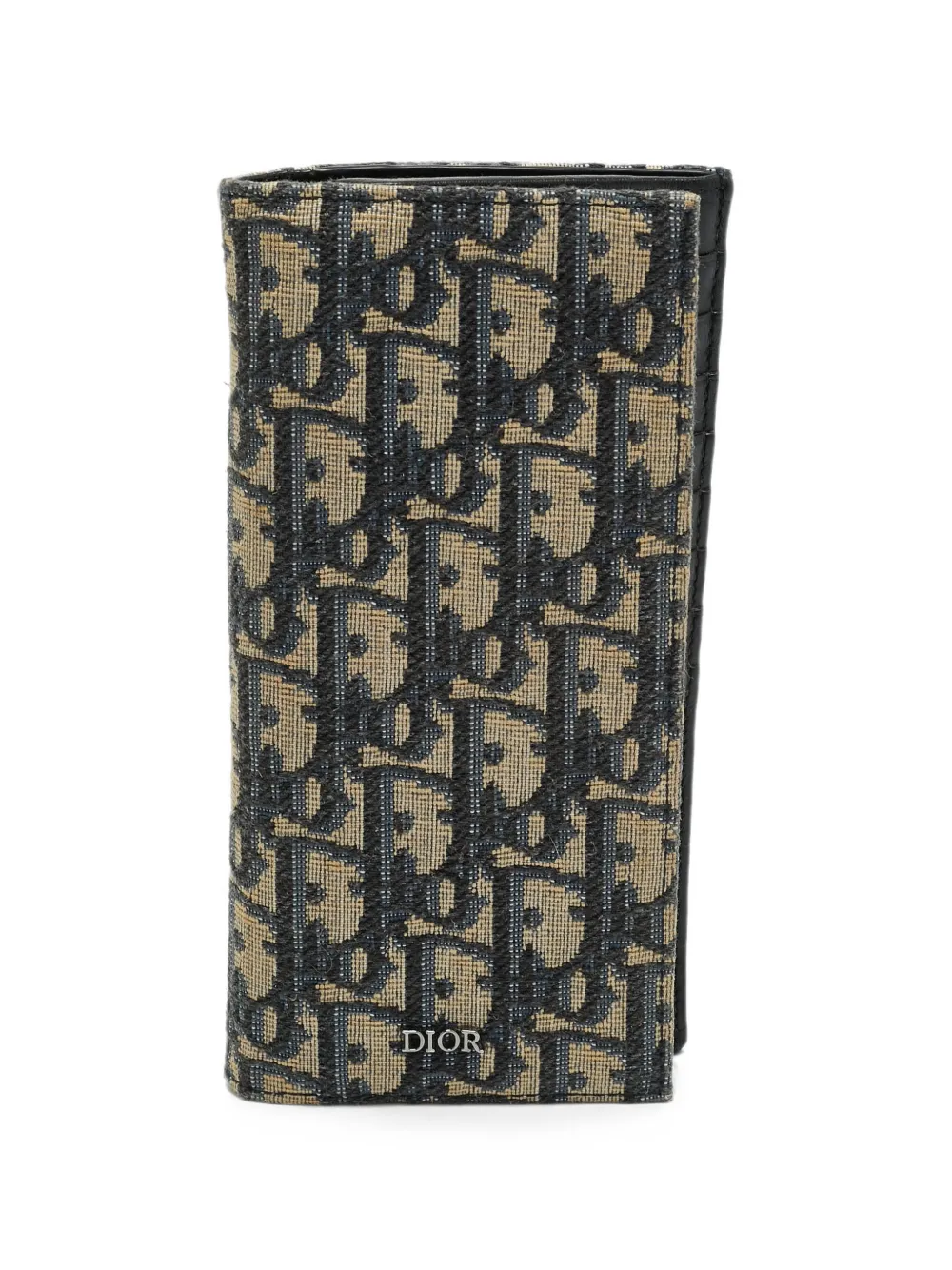 Pre-owned Dior Oblique Canvas Bifold Wallet In Blue