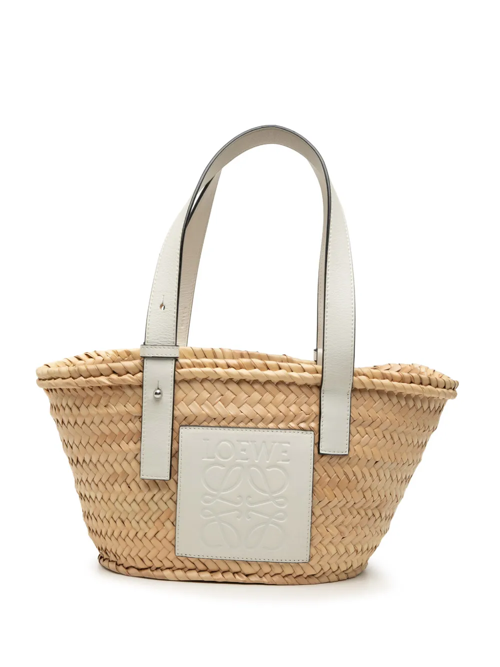 Loewe Pre-Owned 2000-2026 Small Raffia Anagram Basket tote bag - Bianco