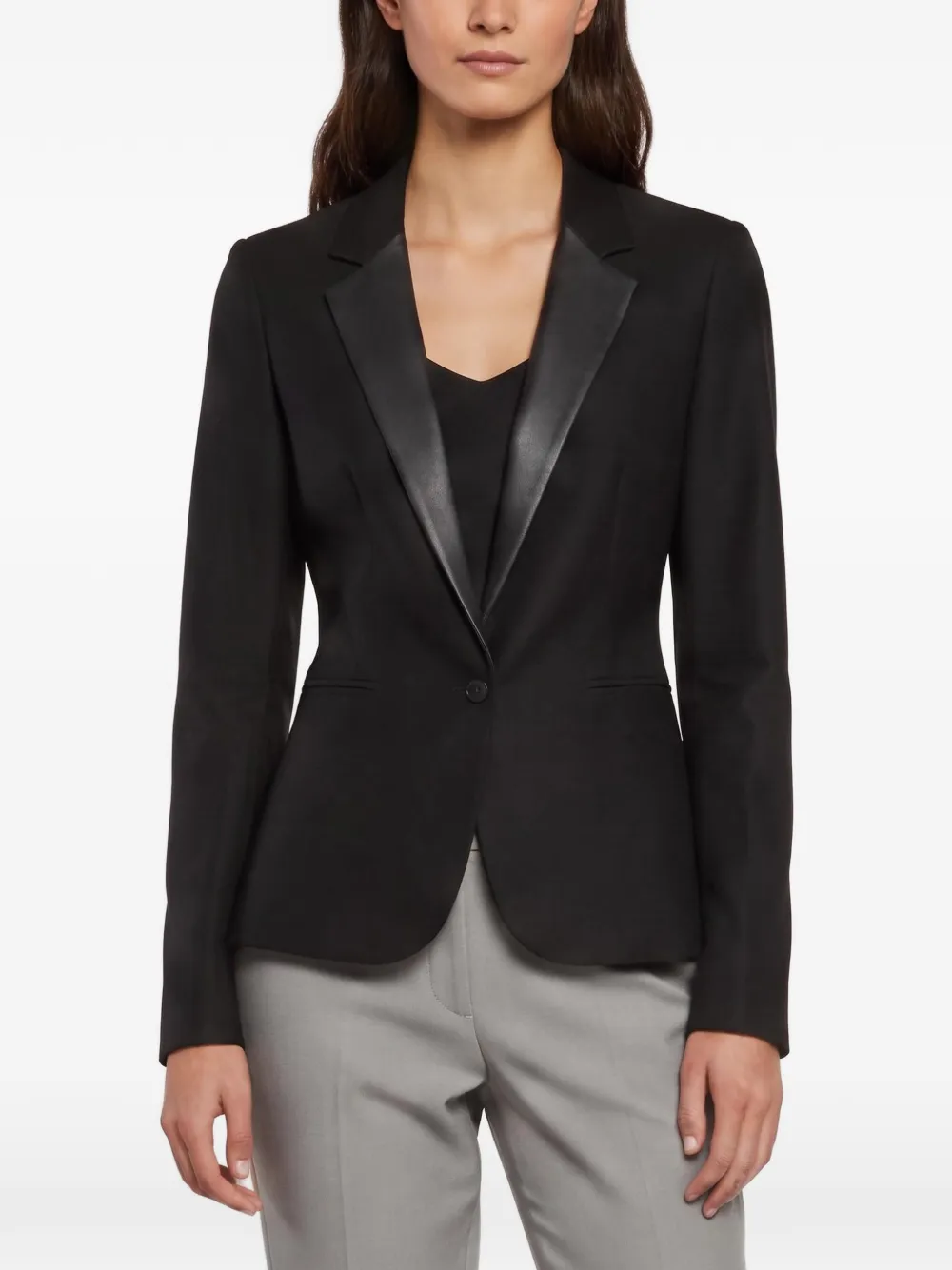 Maje Ritz Blazer mit Lederbesatz - Schwarz