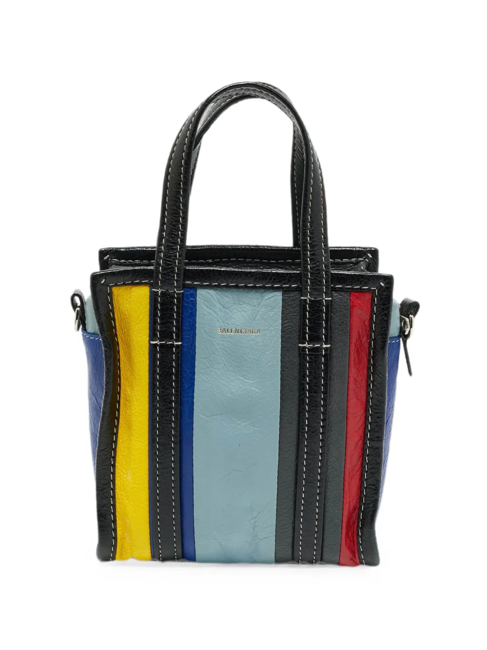 Balenciaga Pre-Owned Kleine Bazaar Tote Bag mit Streifen - Schwarz