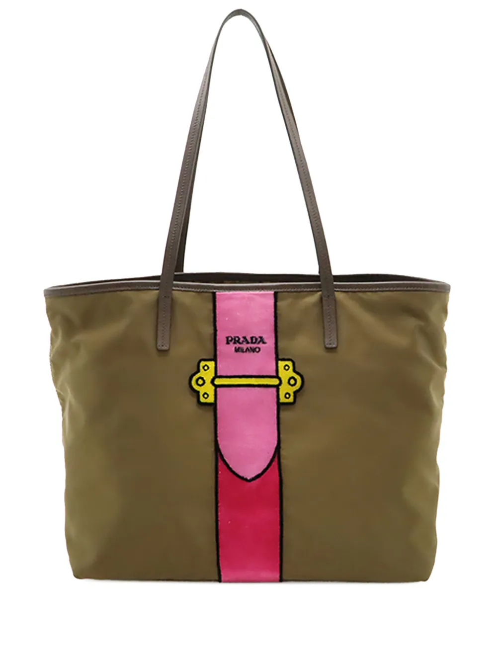 Prada Pre-Owned 2013-2026 Saffiano Trimmed Tessuto Velluto Ricamo Trompe L oeil tote bag - Marrone