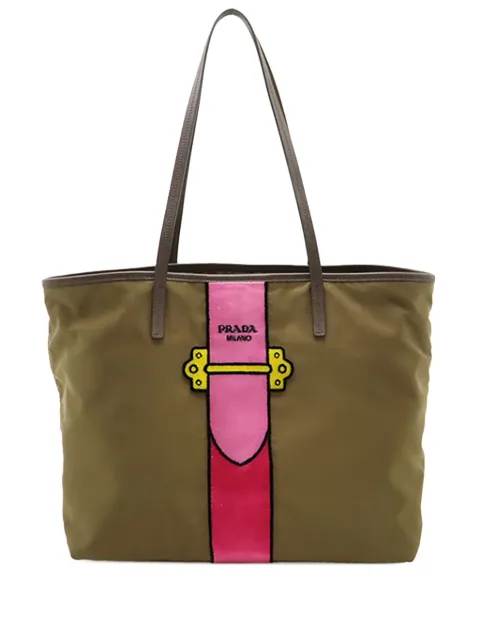 Prada Pre-Owned 2013-2026 Saffiano Trimmed Tessuto Velluto Ricamo Trompe L oeil tote bag