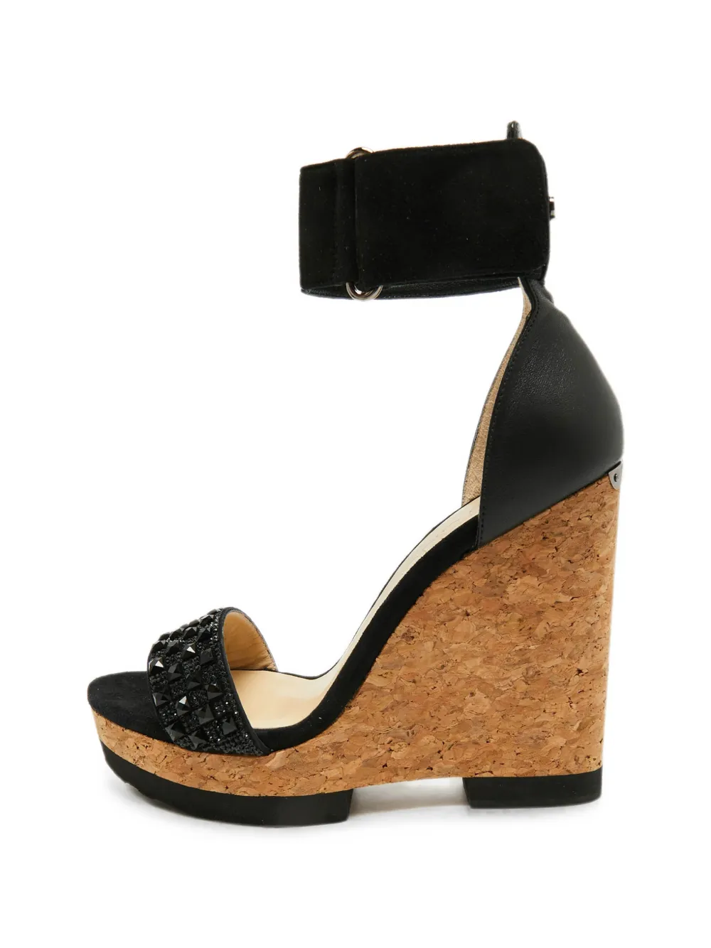 Jimmy Choo Pre-Owned Kristallverzierte Sandalen mit Wedge - Schwarz