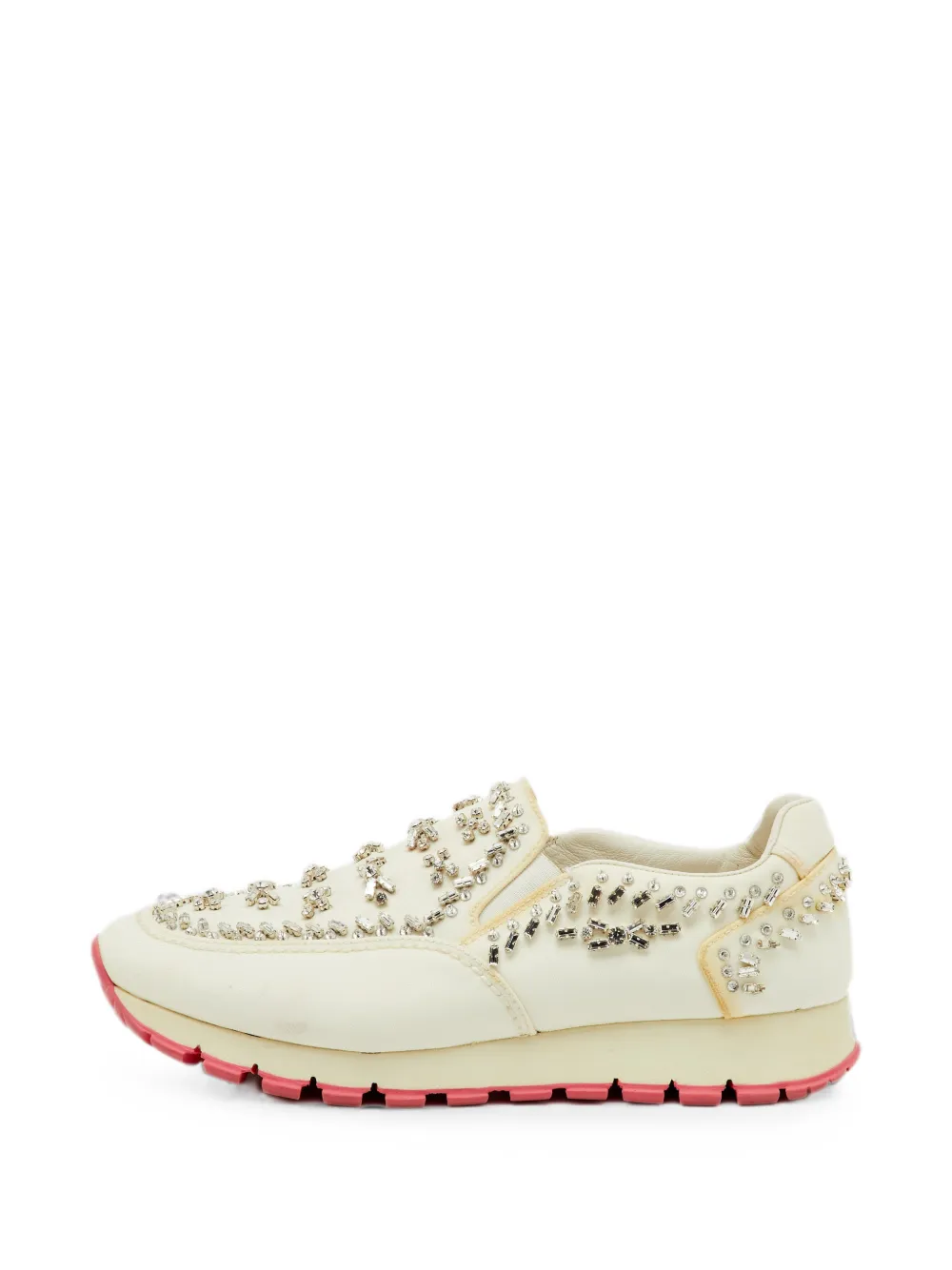 Prada Pre-Owned Sneakers senza lacci con cristalli - Toni neutri