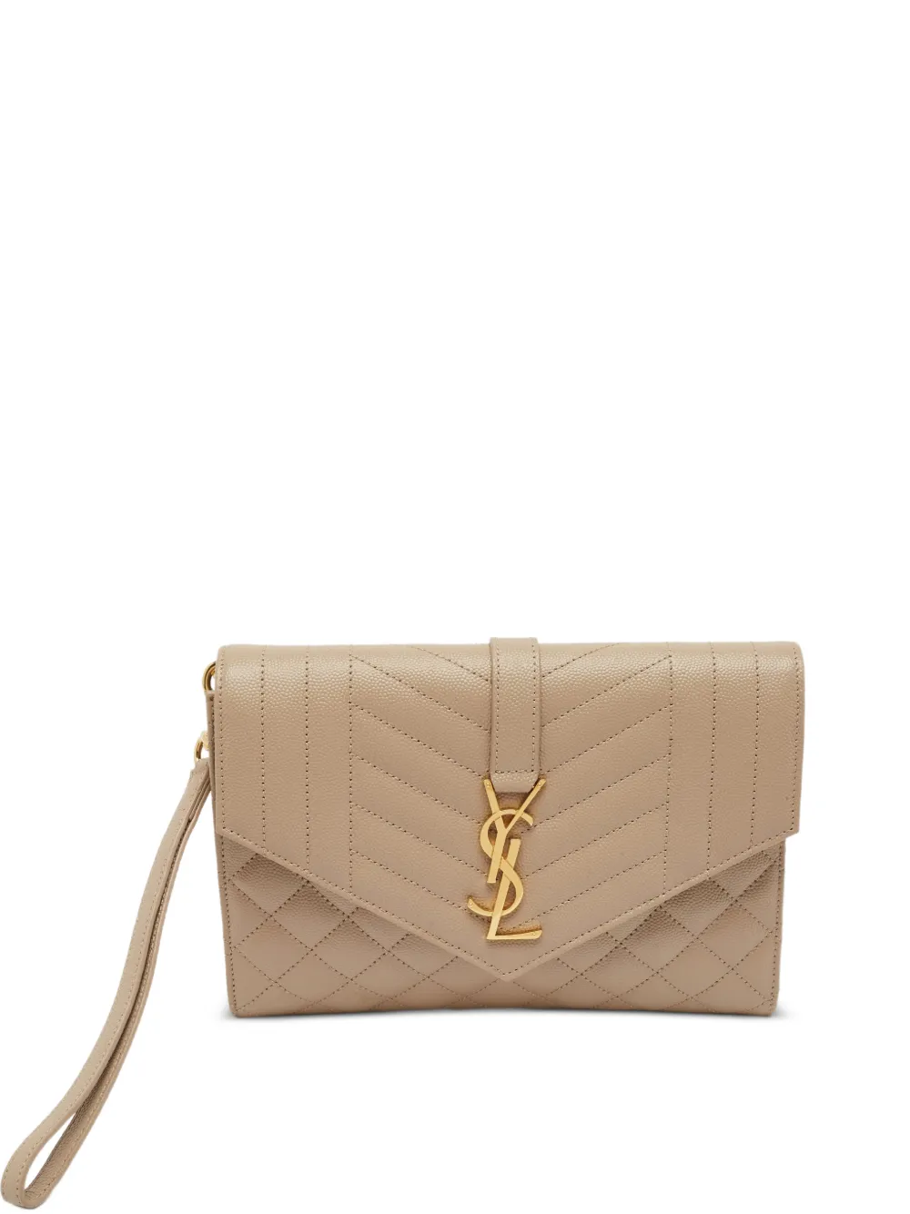Saint Laurent Pre-Owned 2023 Envelope Mix Matelassé Clutch - Nude