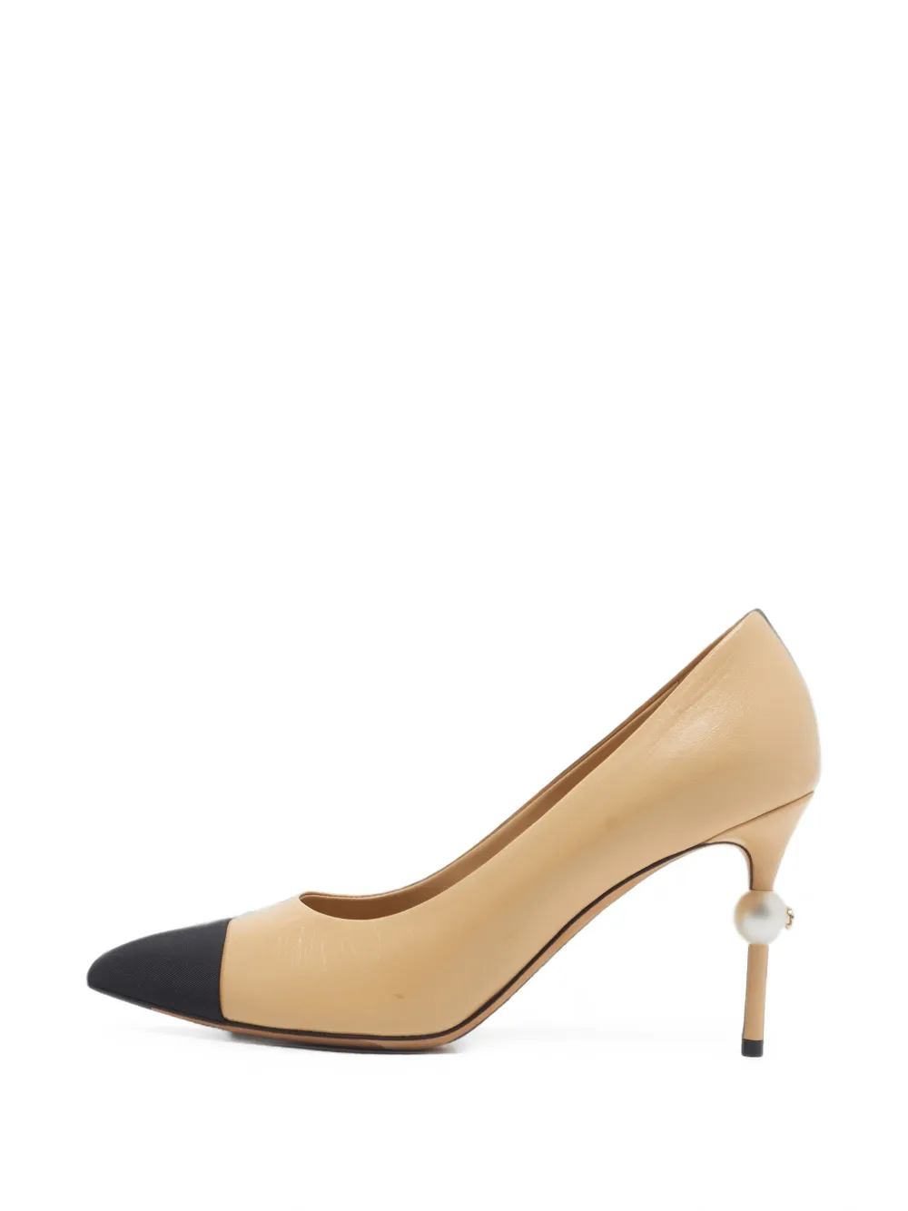 CHANEL Pre-Owned cap-toe faux-pearl pumps - Nude