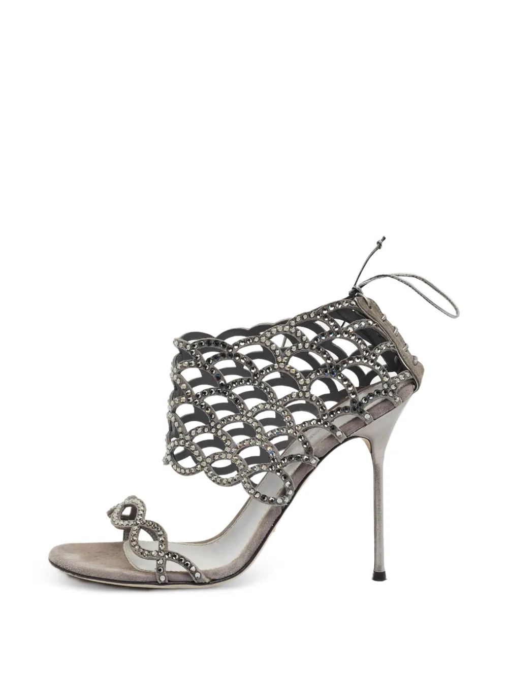 Sergio Rossi Vintage Sandalen mit Kristallen - Grau