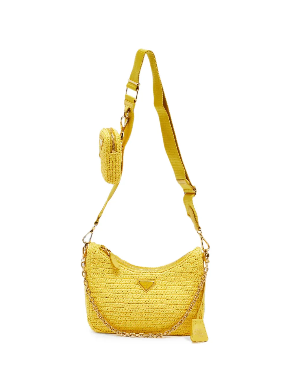 Prada Pre-Owned Borsa a spalla Re-Edition 2005 in rafia - Giallo