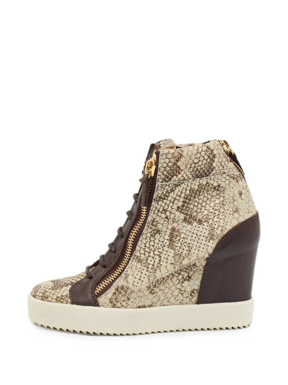 Giuseppe Zanotti Vintage Wedge-Sneakers mit Python-Prägung - Nude