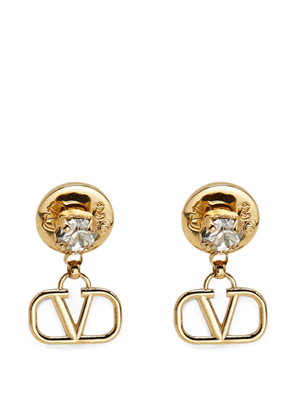 Valentino Garavani Pre-Owned Orecchini VLogo con cristalli - Oro