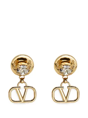 VALENTINO ゴールド フープピアス VALENTINO ゴールド フープピアス ジュ レ V メタル＆クリスタル