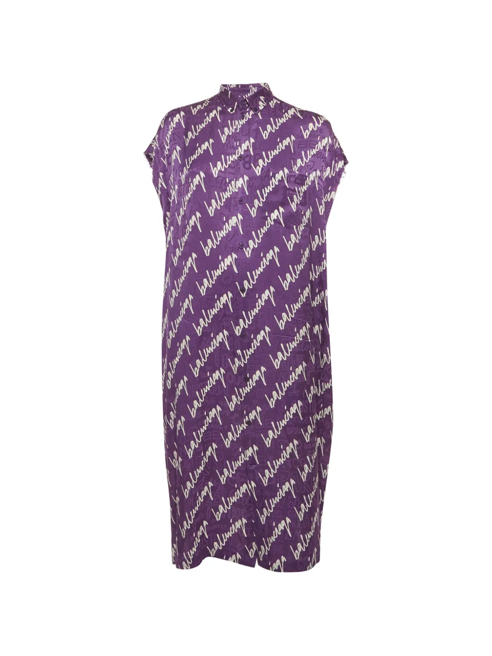 Balenciaga Pre-Owned Midi-Hemdkleid mit Kritzel-Print - Violett