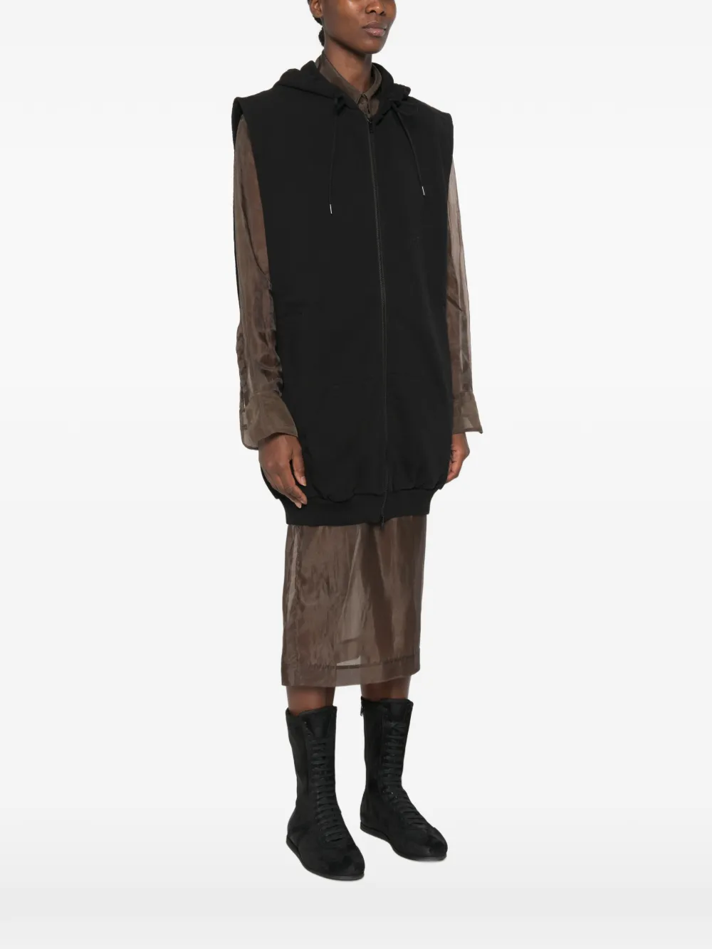 MM6 Maison Margiela Mouwloos jack met capuchon Zwart