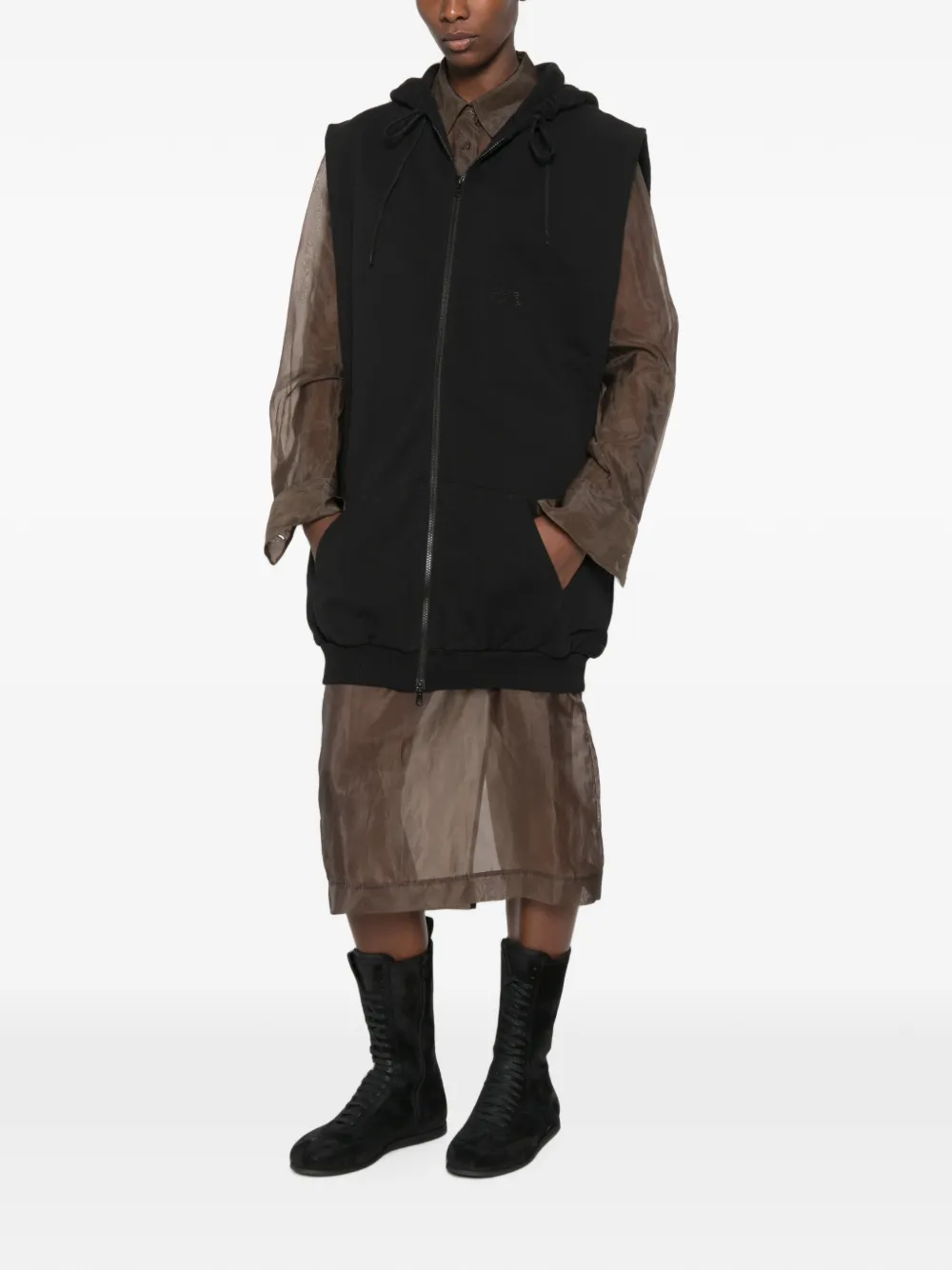 MM6 Maison Margiela Mouwloos jack met capuchon Zwart